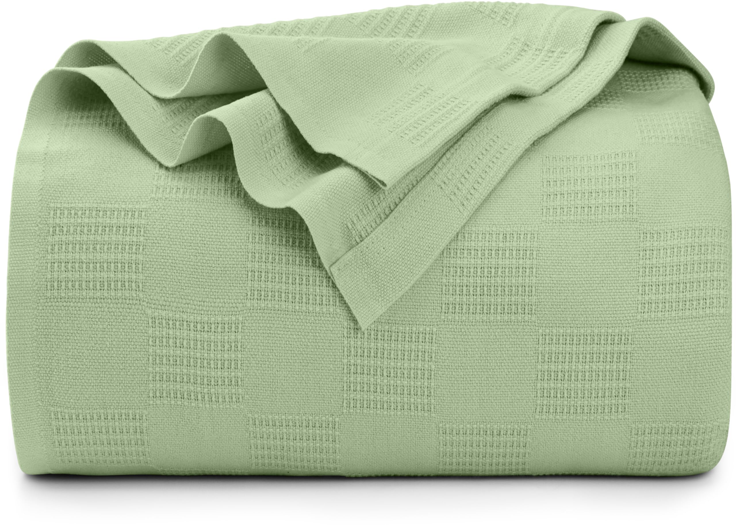 Utopia Bedding Sage Green 100% Cotton Blanket [King Size - 90x108 Inch] 350GSM Lightweight, Soft and Breathable Thermal Blanket for All Seasons