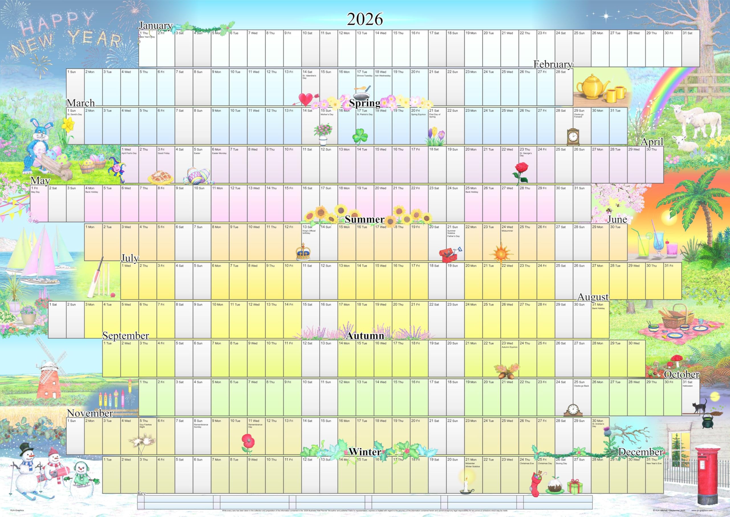 2026 Illustrated Wall Planner (A2 size) non-laminated