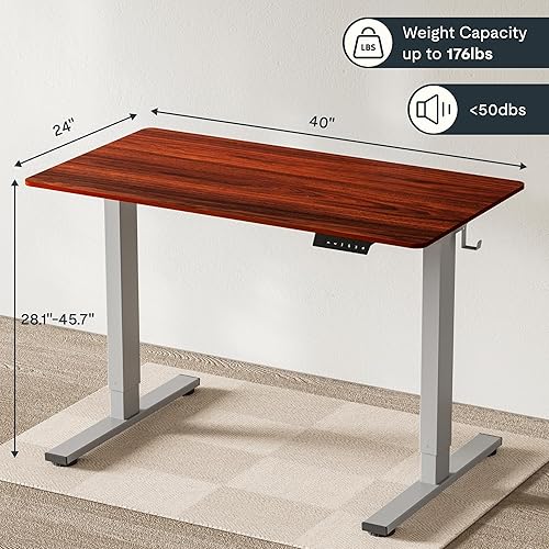 Miniatura 2 de Flexispot EN1 - Escritorio eléctrico para trabajar sentado o de pie, altura ajustable, escritorio chico con controlador de memoria, 42 x 24