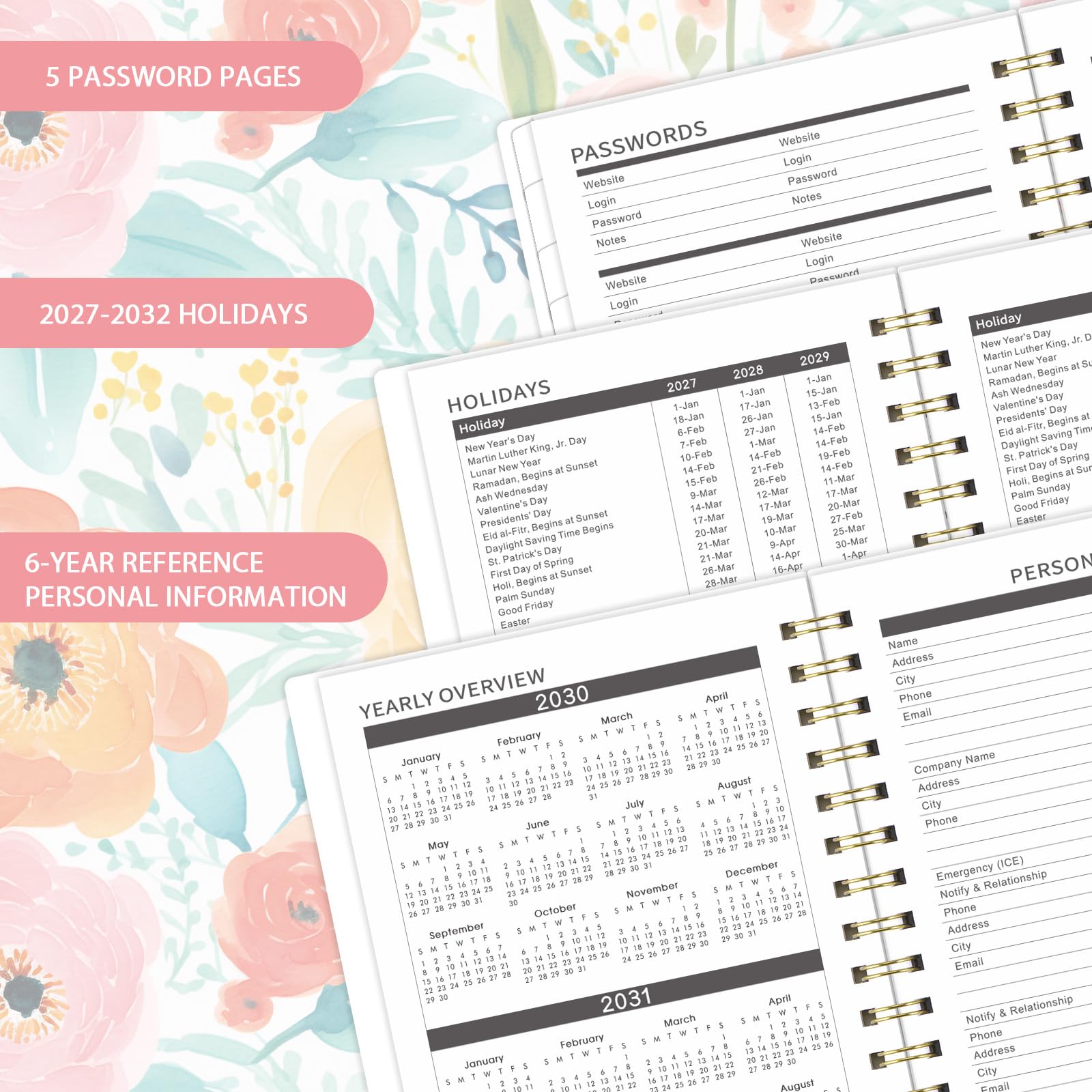 Planning mensuel 202-2031 - Calendrier 5 ans - 21,6 x 16,3 cm