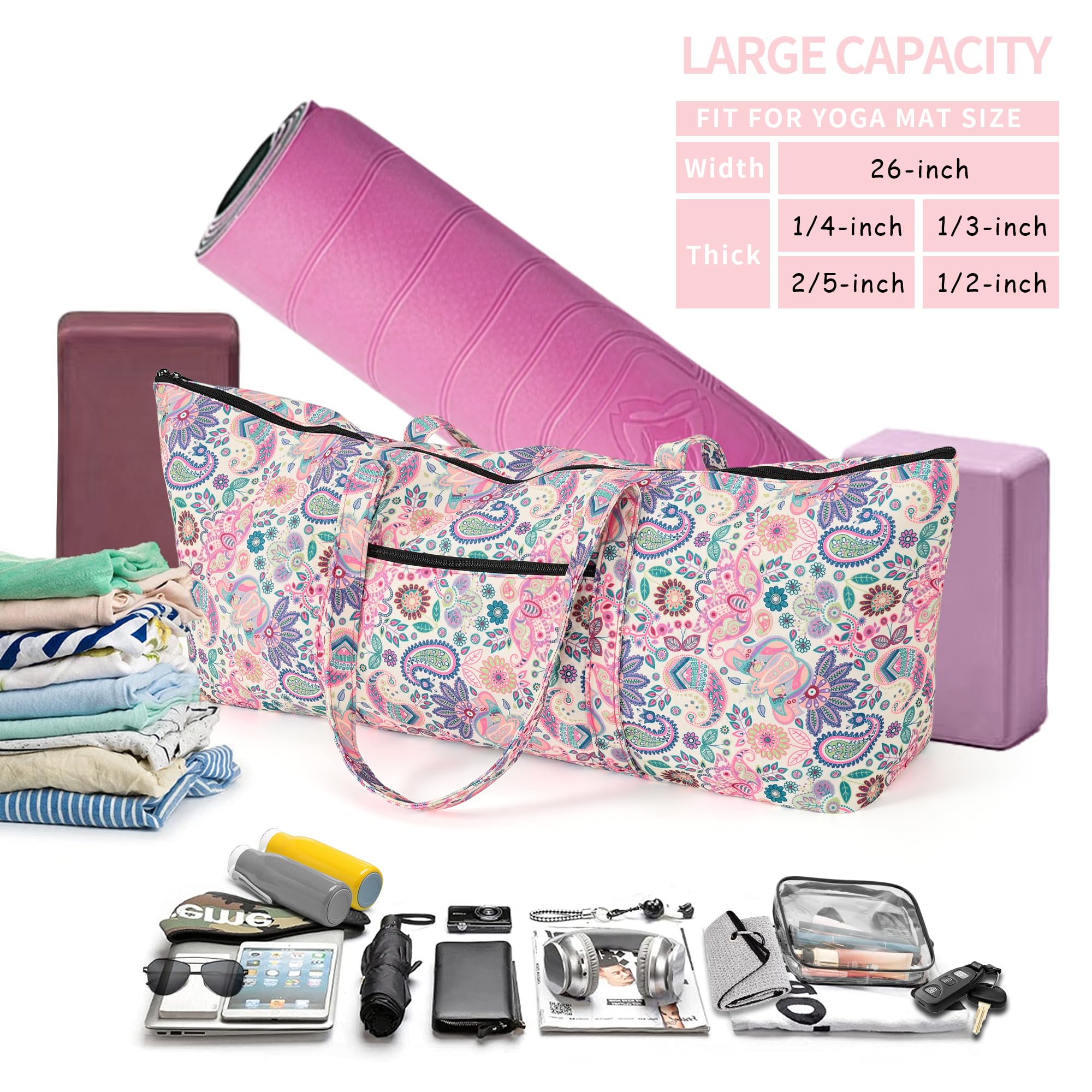 Boulder Bee Bolsa para Esterilla de Yoga, transportador Grande para Esterilla de Yoga con Bolsillo húmedo, Regalos de Yoga, Bolsa de Gimnasio para Mujer