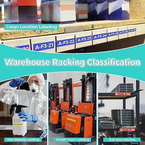 Miniatura 9 de Vixic Green D480BT Portable QWERTY Keyboard Labeler and 5-Pack Replacement for TZe P-Touch Label Tape 18mm 0.7 Inch Laminated Black on Colored