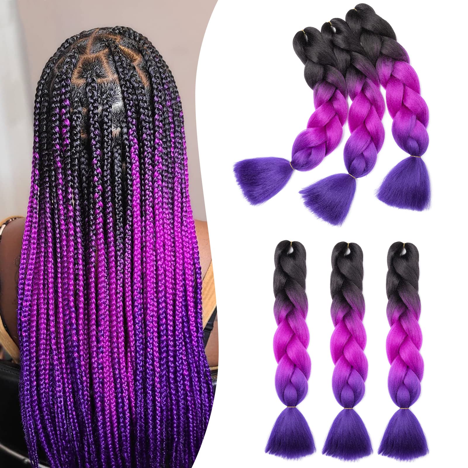 60cm Extensiones de Pelo Trenzas Africanas Castaño Oscuro Extensiones para Trenzas Africanas 1 pcs 100g Kanekalon Pelo para Trenzas Africanas Sintetico Extensiones de Trenzado Cabello Braiding — view 119