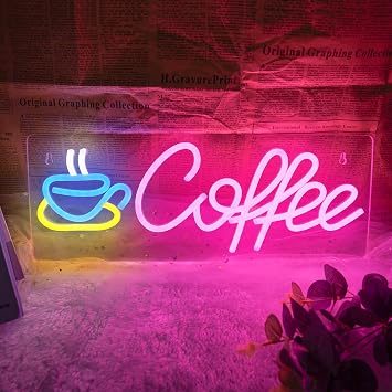 YSMNDE Coffee Led Neon Sign for Home Business Cafe Coffee Bar Wall Decor | Coffee Bar Station Shop Kitchen Wall / Window Neon Light Up Sign with Dimming, Birthday Housewarming Gift, 16.5"x6.1", USB 5V