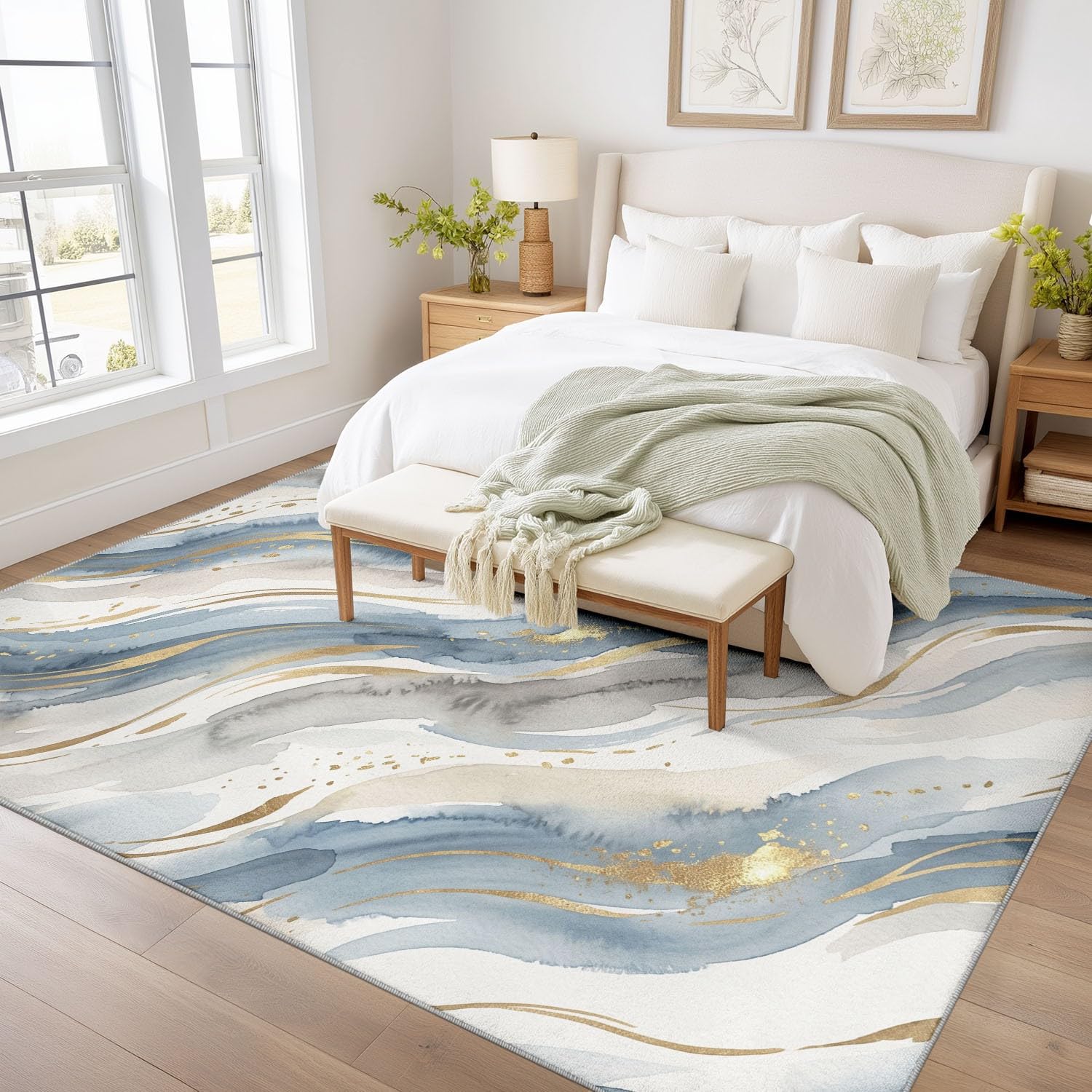 Tappeto moderno artistico per soggiorno, 120 x 170 cm, lavabile, antiscivolo, morbido, a pelo basso, resistente alle macchie, con texture astratta in marmo, tappeto per interni, decorazione per la