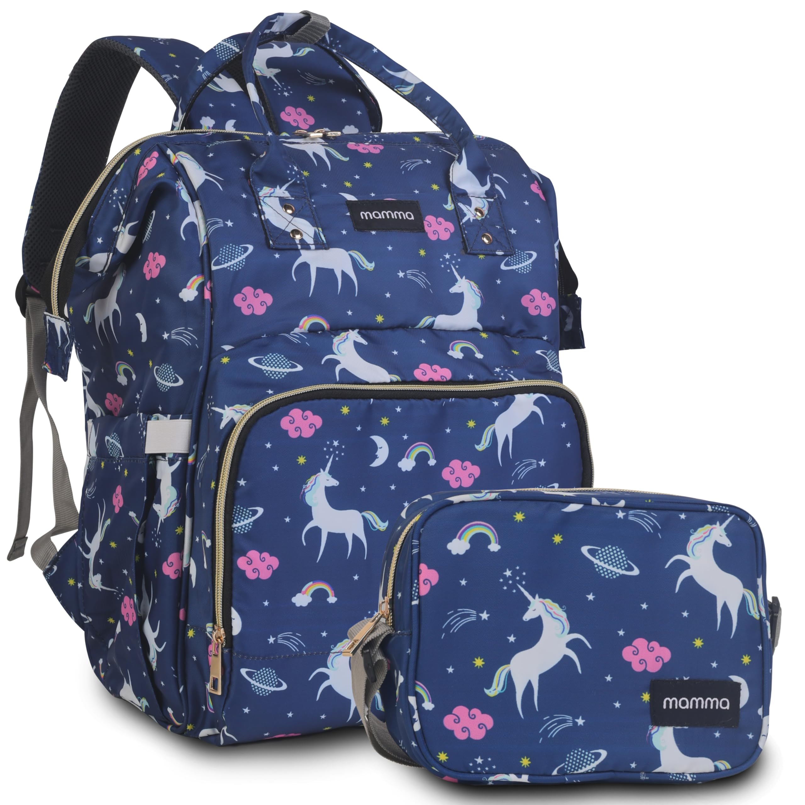 MAMMA Polyester Diaper Bag For Mothers For Travel | Baby Bag For Mother Travel, Hospital Bag For Delivery Women Includes Small Diaper Handbag For Day Outings with 9 Month Warranty, Blue