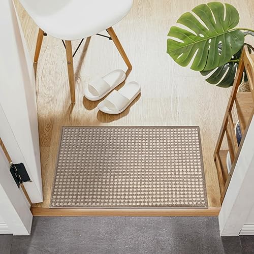 Miniatura 7 de Tapete de baño trenzado de felpilla ultra delgado, con parte trasera de goma, para baño, secado rápido, antideslizante, se ajusta debajo de la