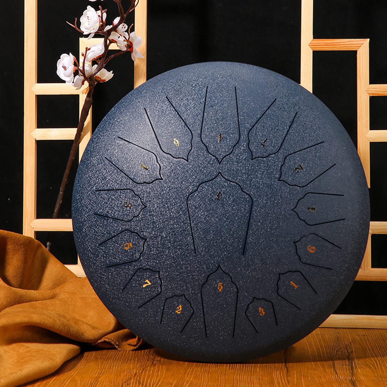 Tambour éthéré Tambour de 6 Pouces Tambour à Langue en Acier Instrument de Percussion à Disque de Batteur Vide 8 Tons