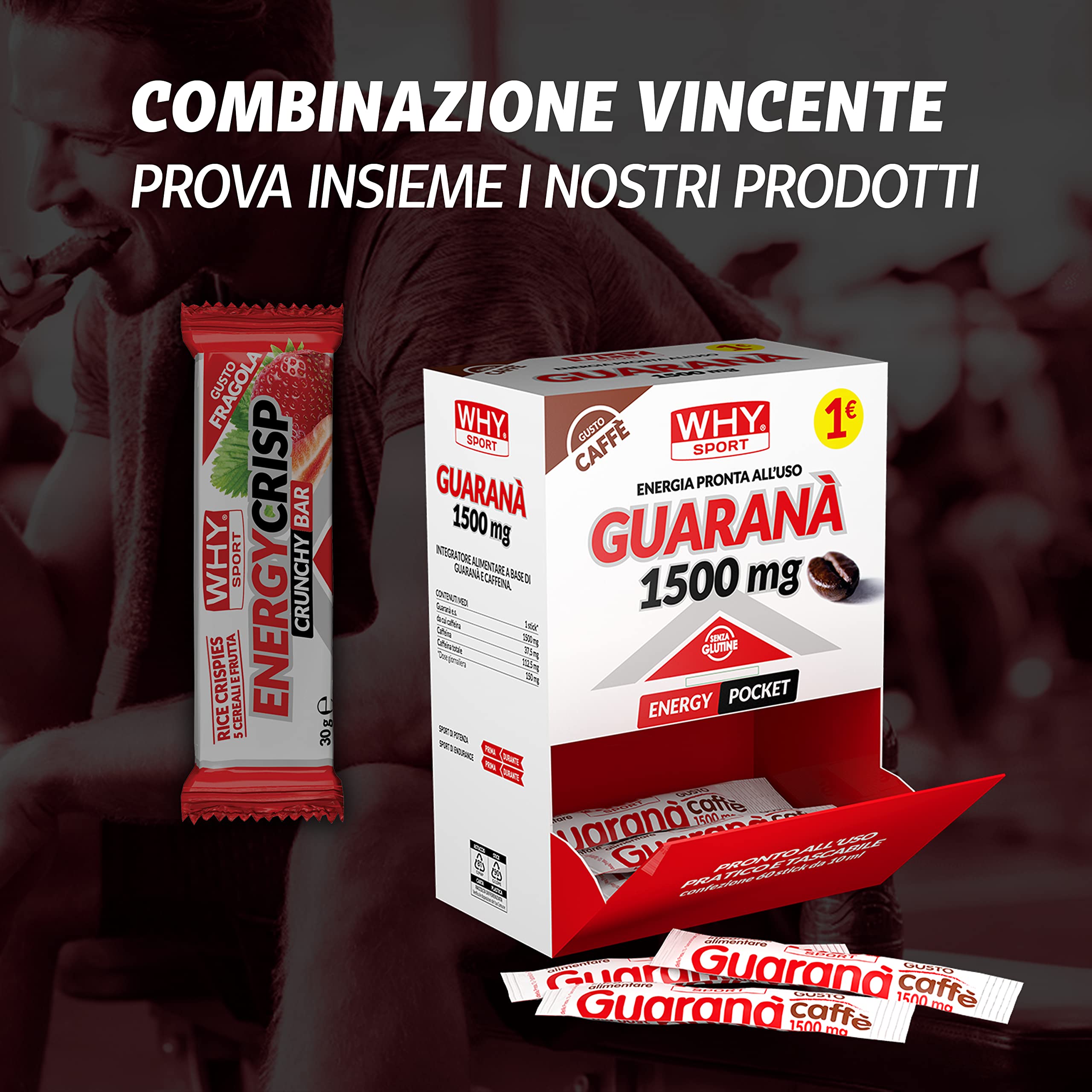 WHY SPORT ENERGY CRISP - Barrette Energetiche alla Frutta - Gusto Fragola - Box da 24 Barrette - 30 gr