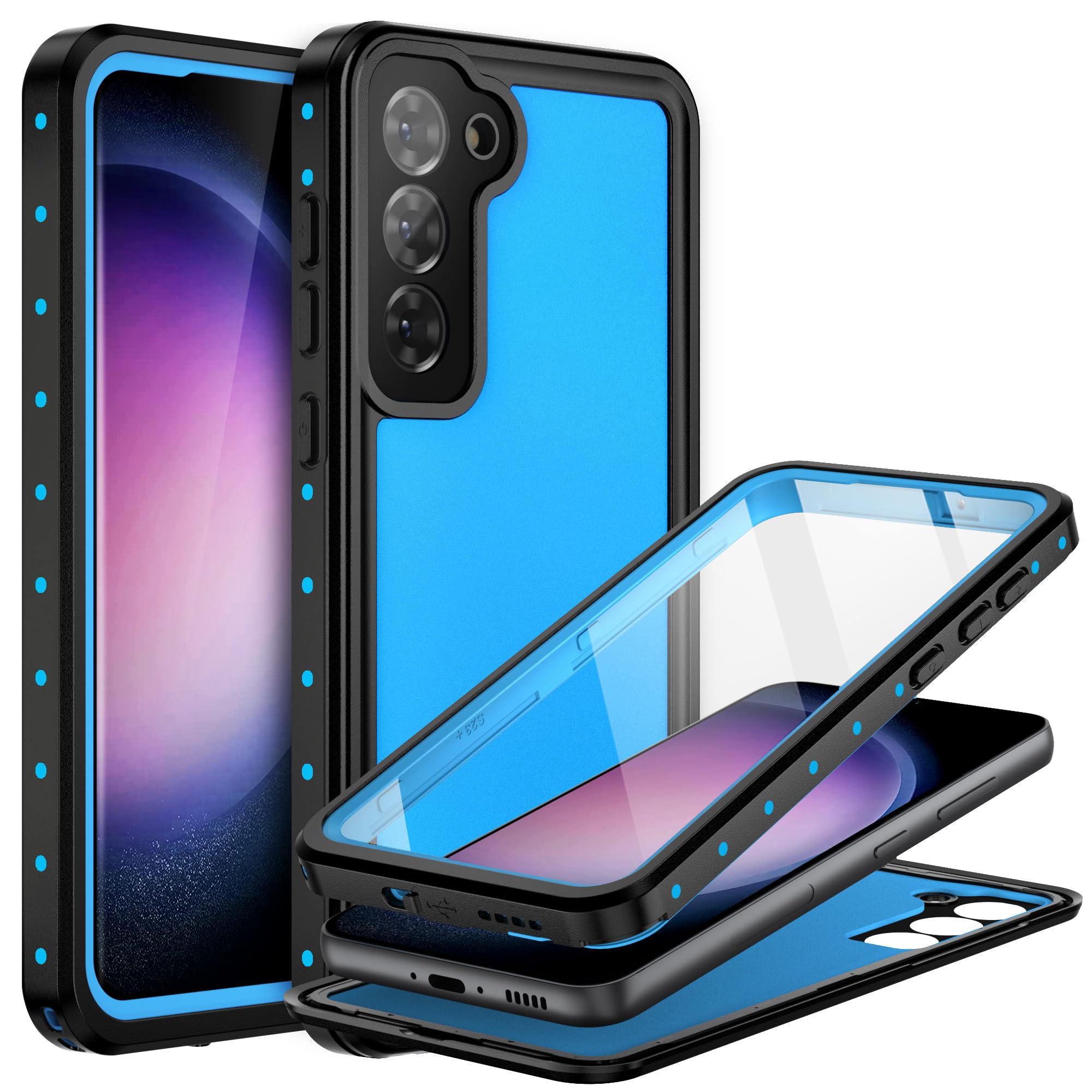 BEASTEK Waterproof Galaxy S23 Plus Case Shockproof Dustproof IP68 Underwater, NRE Series with Built-in Screen Protector Full Body Anti-Scratch Cover for Samsung Galaxy S23PLUS (6.6") (Blue)