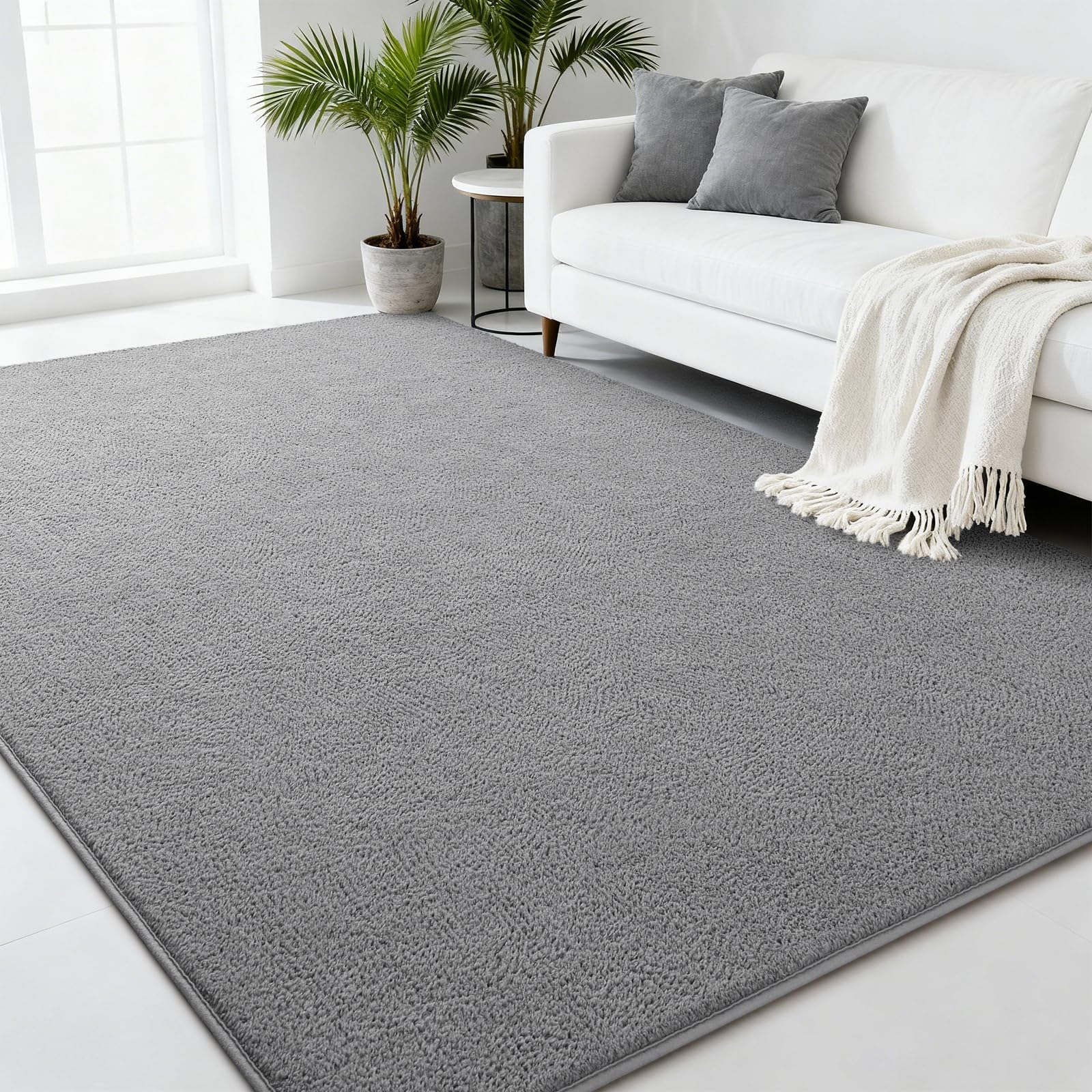 Zedrew Grey Area Rugs Shag Carpets for Bedroom Living Room, 6x9 Feet Extra Large Thickened Memory-Foam Rug, Modern Washable Rug for Kids Boys Girls