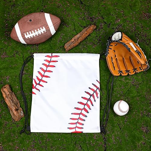 Miniatura 7 de Mozeat Lens 2 bolsas de béisbol con cordón, pequeñas bolsas deportivas con cordón, bolsas de regalo para fiesta de béisbol, bolsas de regalo, bolsa