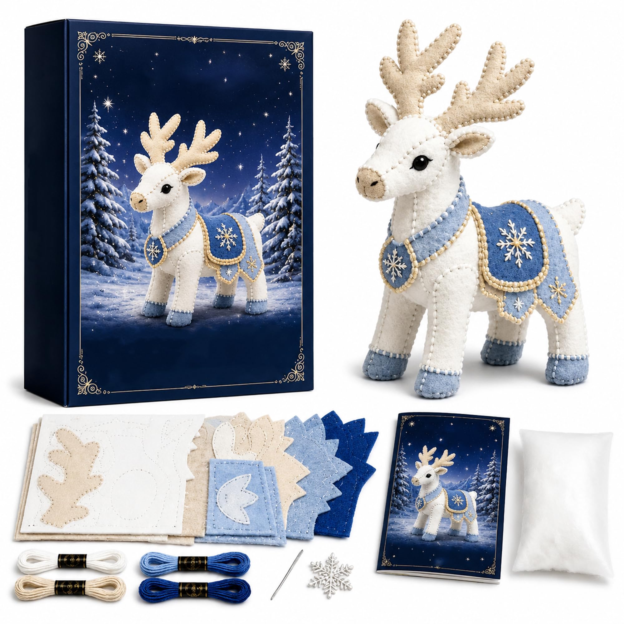 Arctic Winter Guardians DIY Patchwork Kit, 3D Stuffed Animals Mythical Creature, Felt Animal Sewing Kit for Beginners, Pre-Cut Handmade Craft Kit for Home Decor & Creative Gift (*C)