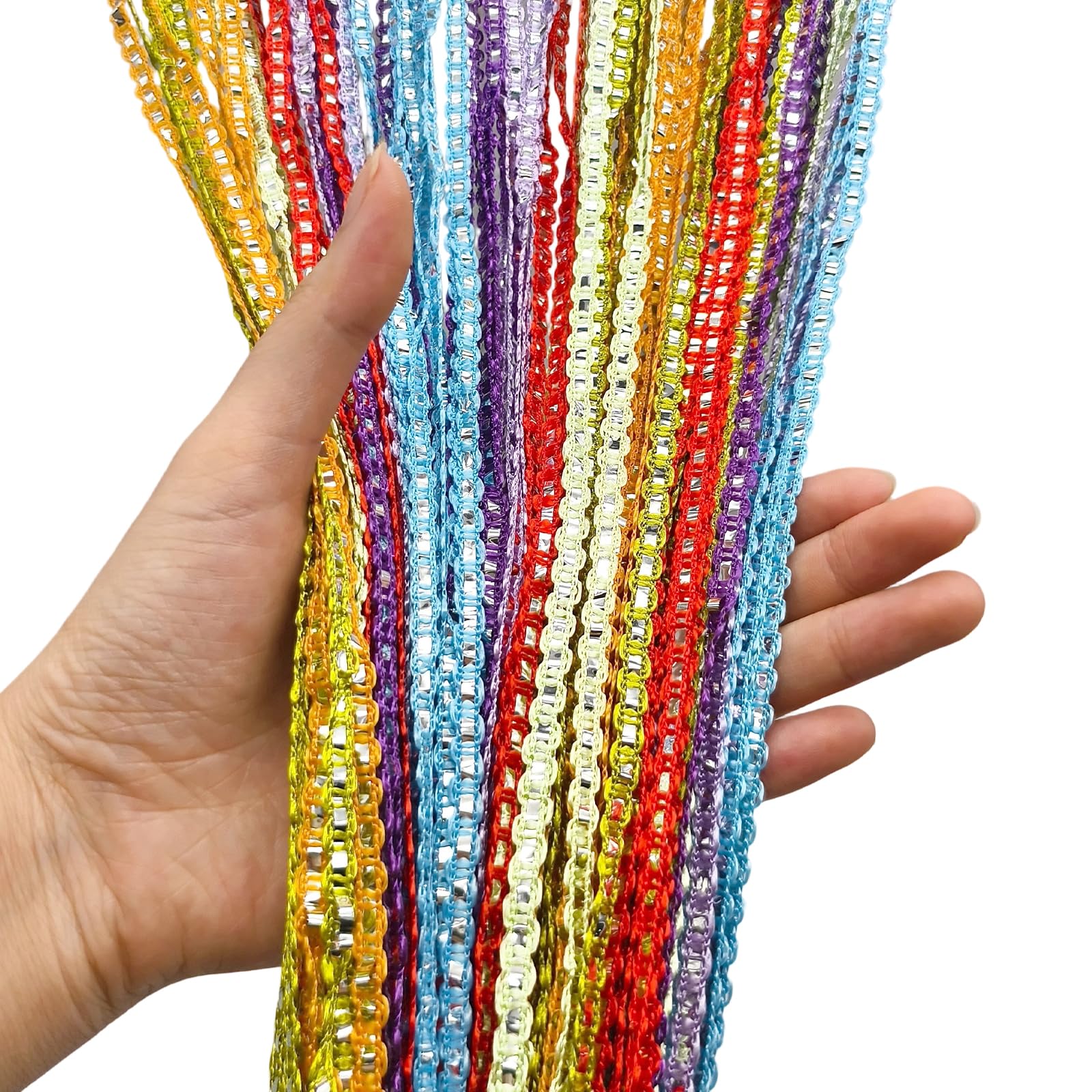 Makoto Nobu Multicolor String Door Curtain, Glitter Retro Plain Tassel Doorways Panel Fly Screen Fringe Room Divider Blinds, String Curtain Panel For Doorway Living Room Party Or Window Events (100 * 200Cm, Rainbow)