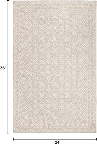 Miniatura 60 de SAFAVIEH Blossom Collection BLM114F - Alfombra de lana prémium hecha a mano de 8 x 10 pies, gris/marfil