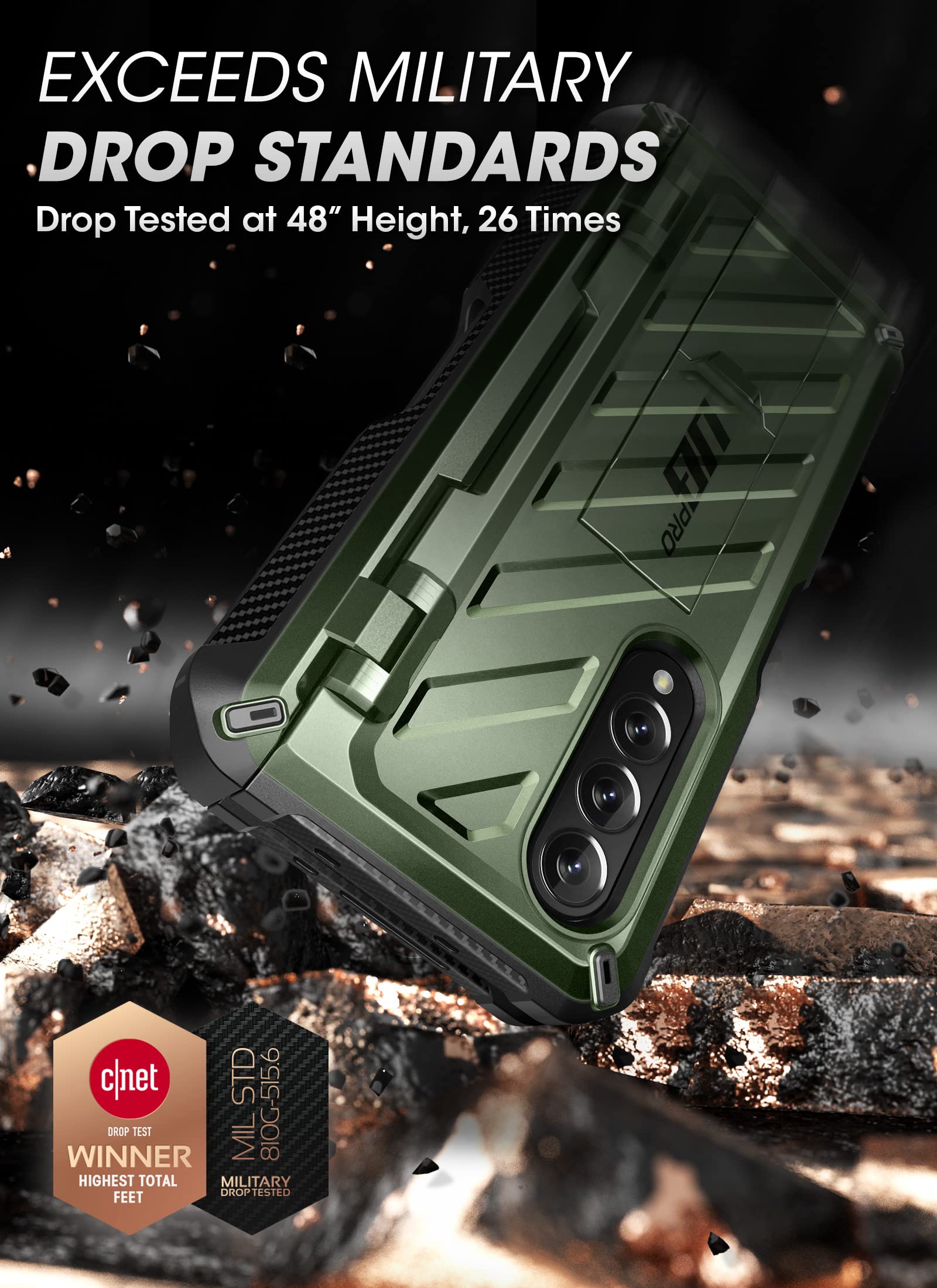 SUPCASE Unicorn Beetle Pro Case for Samsung Galaxy Z Fold 4 5G (2022), Full-Body Dual Layer Rugged Case with Built-in Screen Protector & Kickstand & S Pen Slot (Guldan)