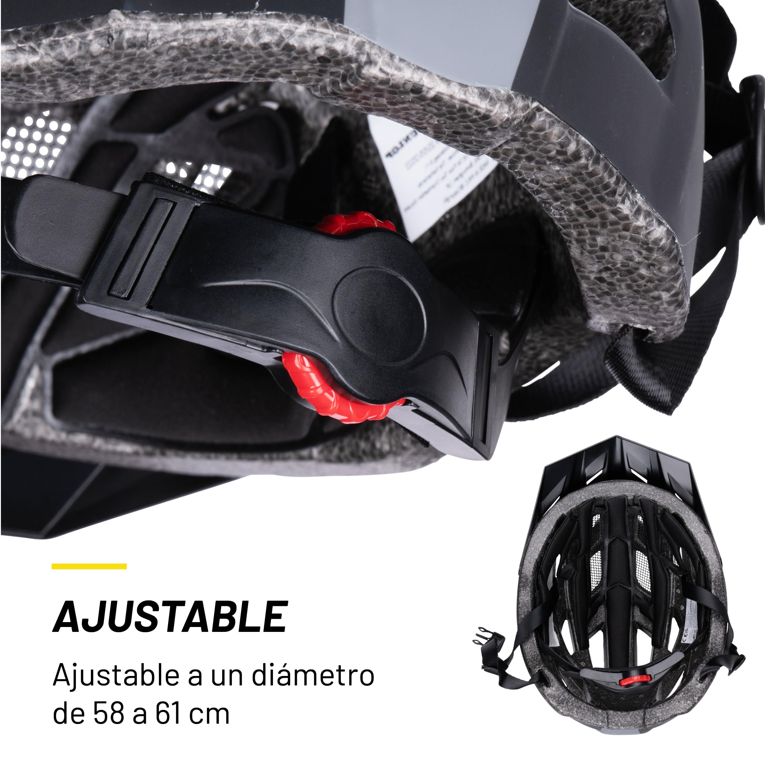 Dunlop Casco de Bicicleta Con Luz LED - Para Mujeres y Hombres - Ajustable 55-58 CM - 3 Modos de Luz - Negro — view 5