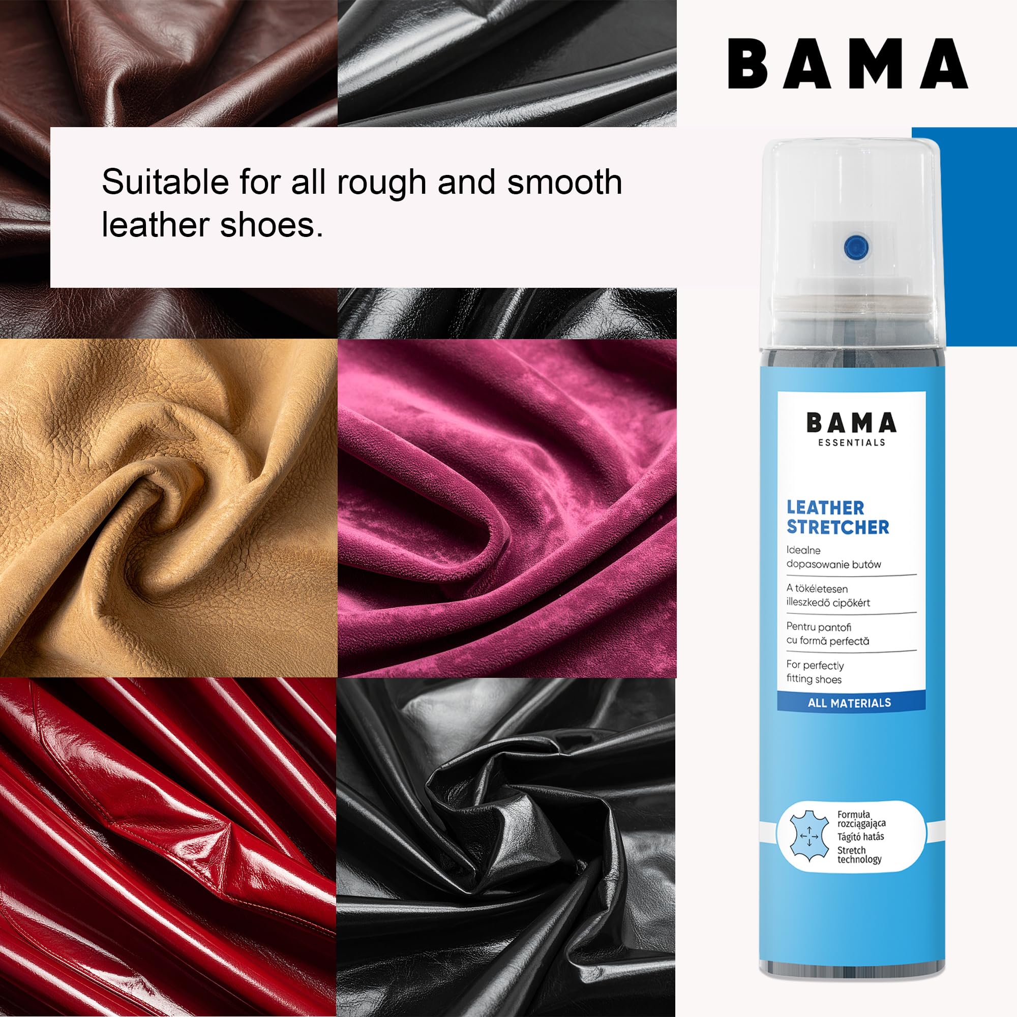 Bama Leather Stretcher – Spray do Rozszerzania Obuwia ze Skóry, Zamszu i Nubuku – Zmiękcza i Rozciąga Buty dla Idealnego Dopasowania – Transparentny, 75ml