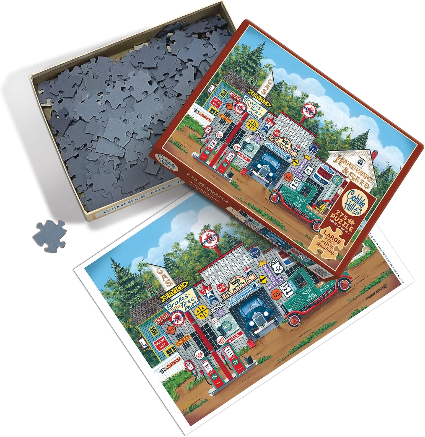 Cobble Hill 275 Piece Easy-Handling Puzzle - The Ol' Roadside Garage - Sample Poster Included