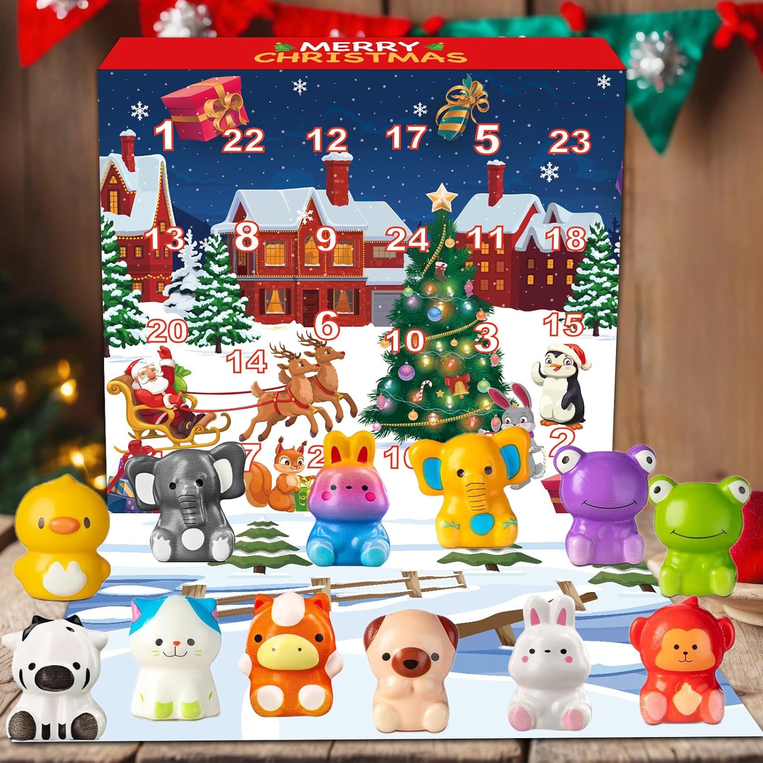 24 Days 2025 Christmas Advent Calendar with 24 Slow Rising Toys,Squishy Stress Relief Toys for Kids or Teens