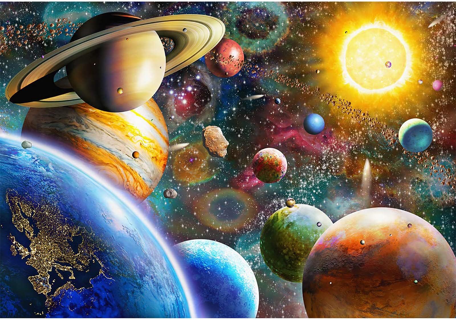 Nattork Jigsaw Puzzle 500 Pieces for Adults Youth Family Space Traveler Solar System Puzzle Pieces Fit Together Perfectly