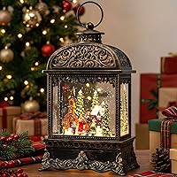 Vista 26 de Globo de nieve navideño con escena de cardenal iluminado, linterna musical de agua con nieve girando y brillando, decoración festiva y regalo