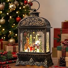 Christmas Village Snow Globe, Lighted Church Family Choir Scene, Musical Snow Water Lantern Swirling Glittering Holiday Decoration and Gift for Family Children or Friends