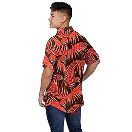 FOCO Cleveland Browns NFL Mens Hawaiian Button Up Shirt - XL