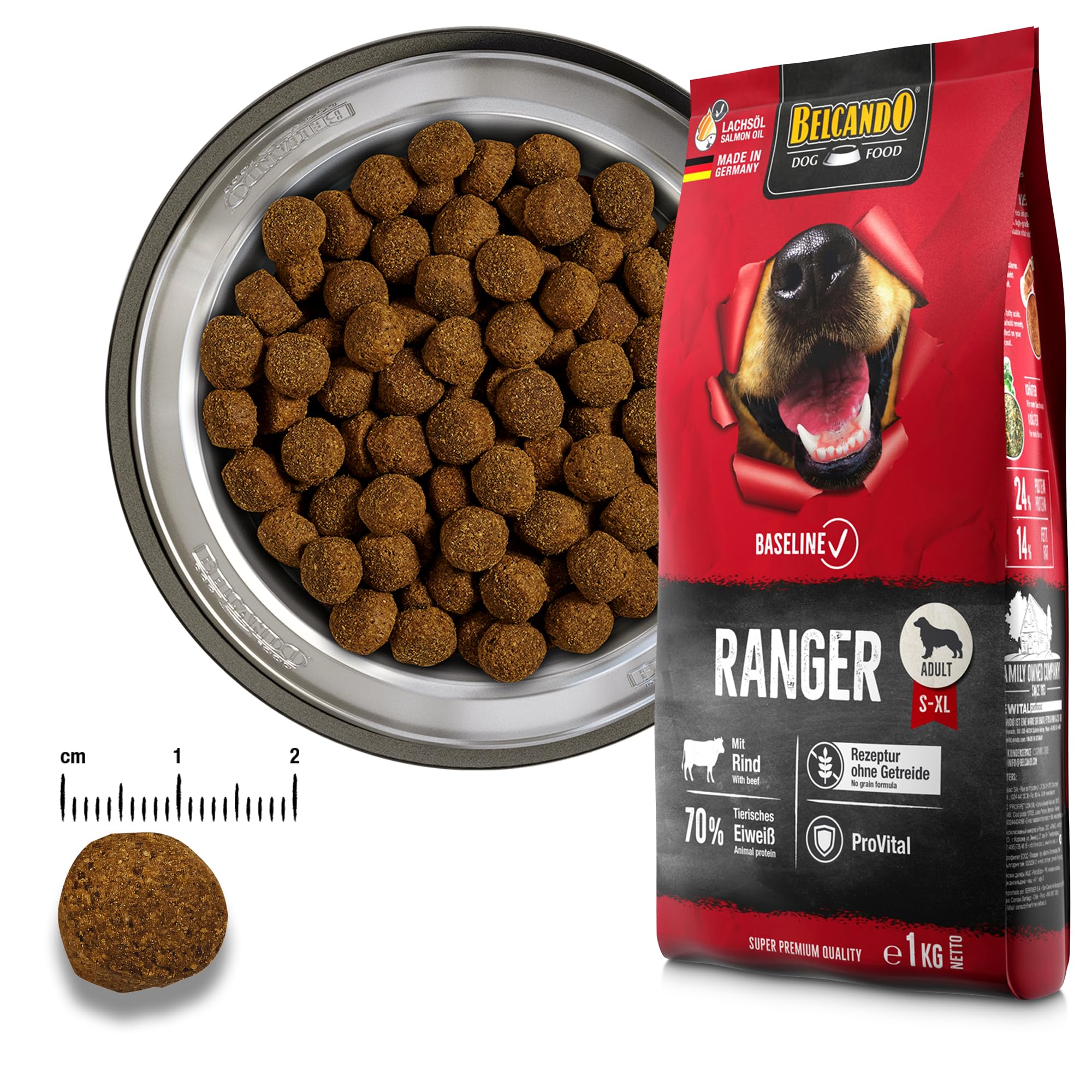 BELCANDO Baseline Ranger [12,5kg] Getreidefreies Trockenfutter für Hunde | Alleinfuttermittel für Erwachsene Hunde | Geeignet für alle Rassen