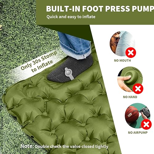 Miniatura 3 de HiiPeak Colchoneta de dormir para campamento colchoneta inflable ultraligera con bomba de pie y almohada integradas, colchón de aire compacto
