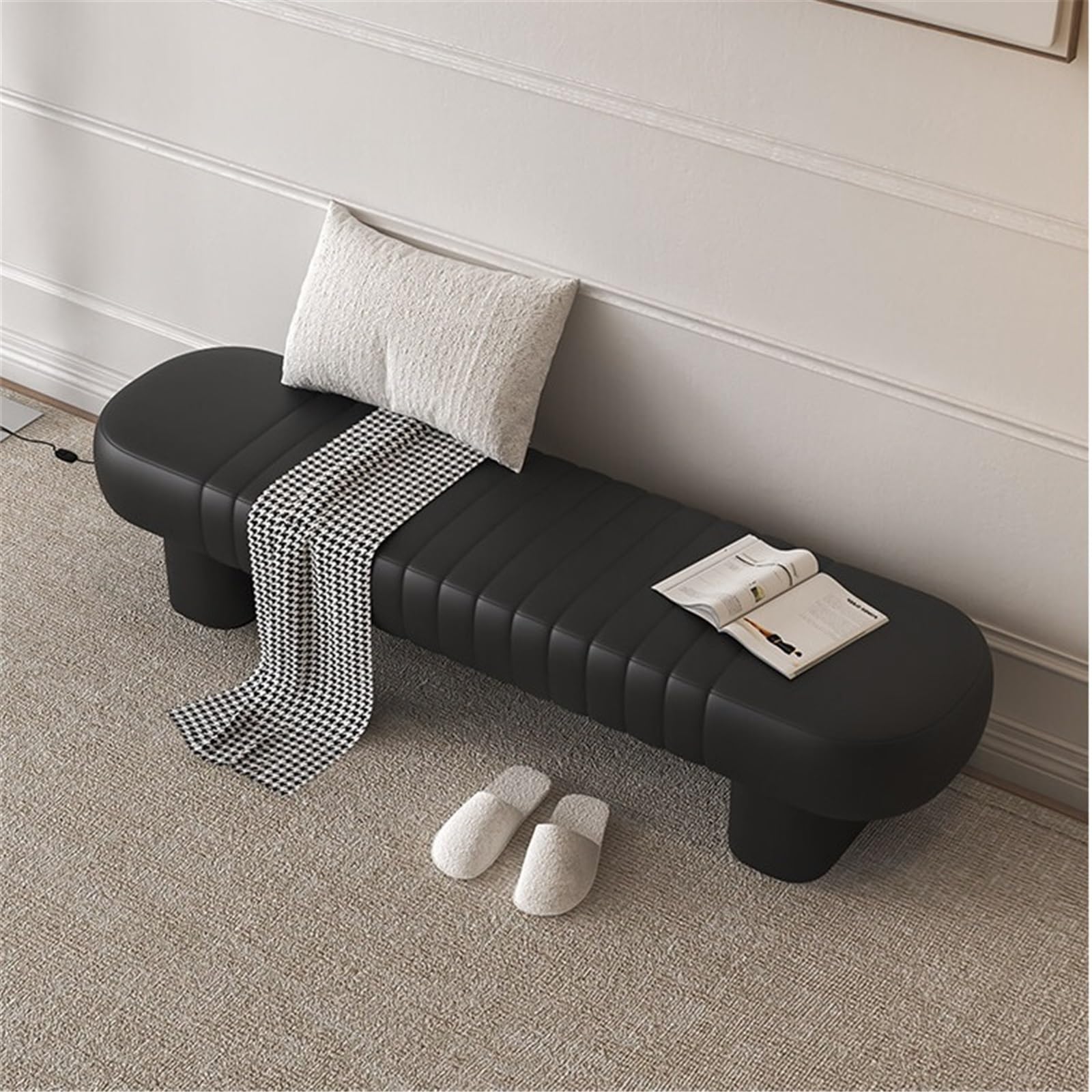 Nowoczesny Dom Drewniane Tapicerowane Skórzane Buty Zmiana Sofa Ławka Łóżko Odpoczynek Wejście(Średni)