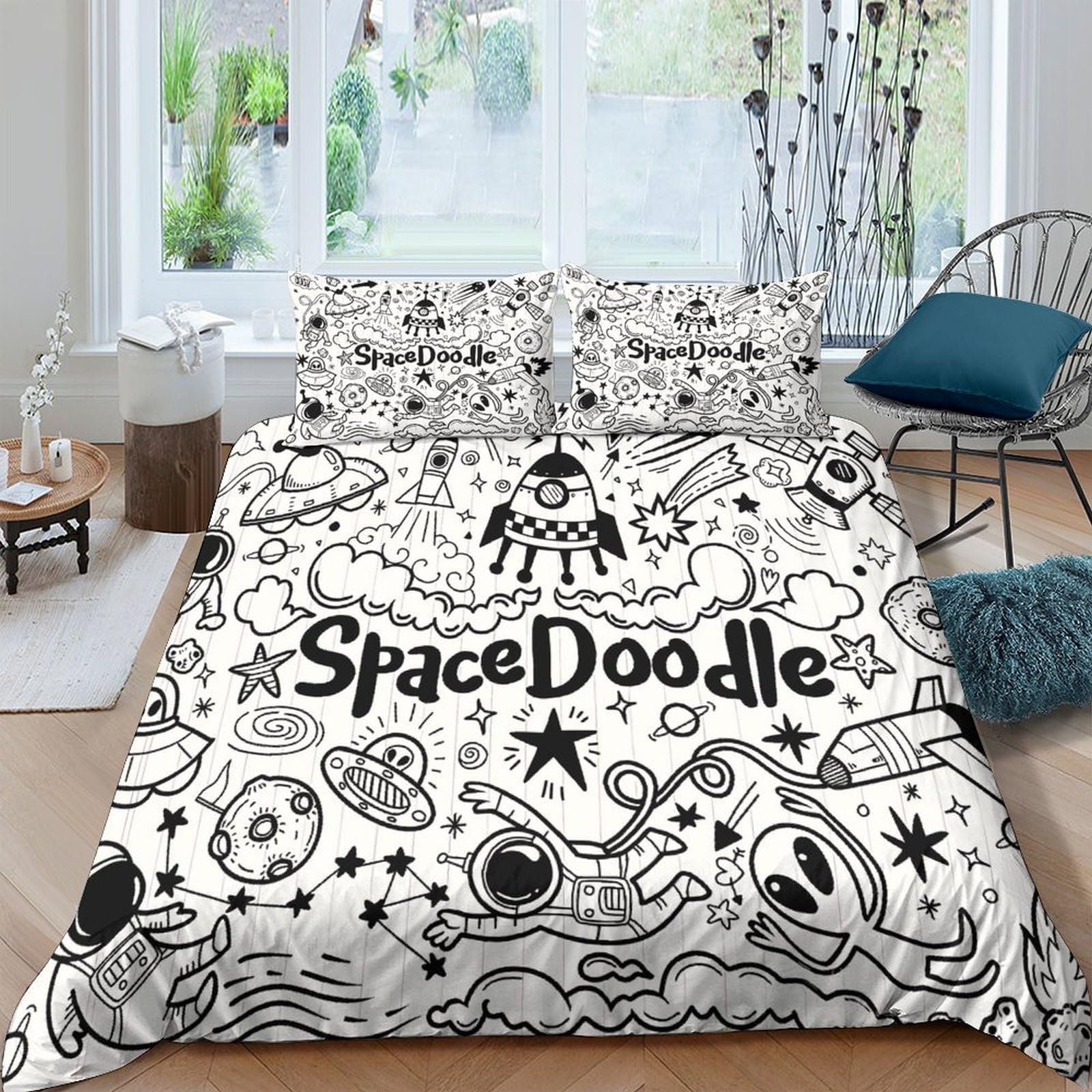Parure de lit voyage spatial 220x240cm housse de couette 3D pour chambre