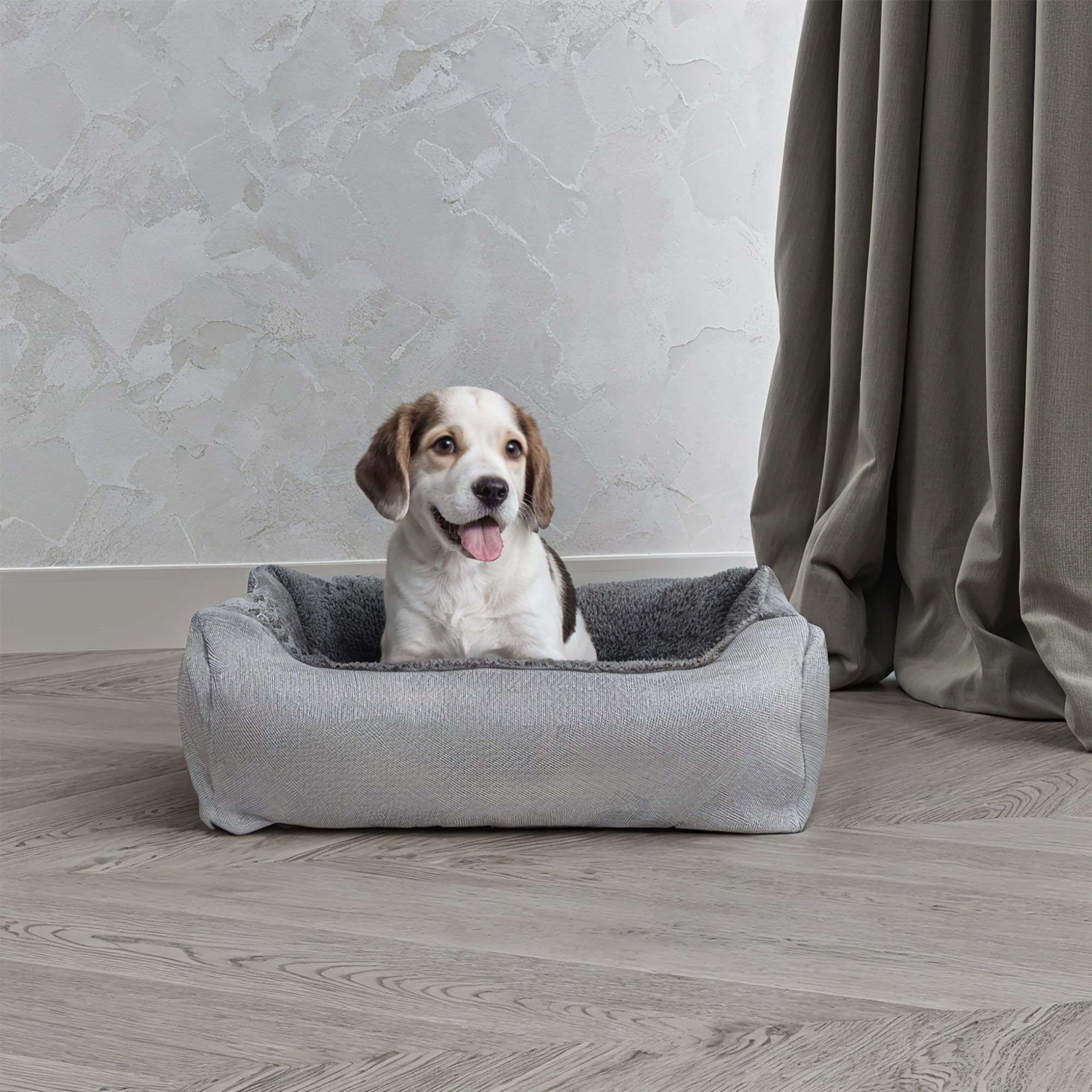 Italian Bed Linen Love Reversible Bed for Dogs and Cats, Light Grey, 44 x 34 x 15 cm
