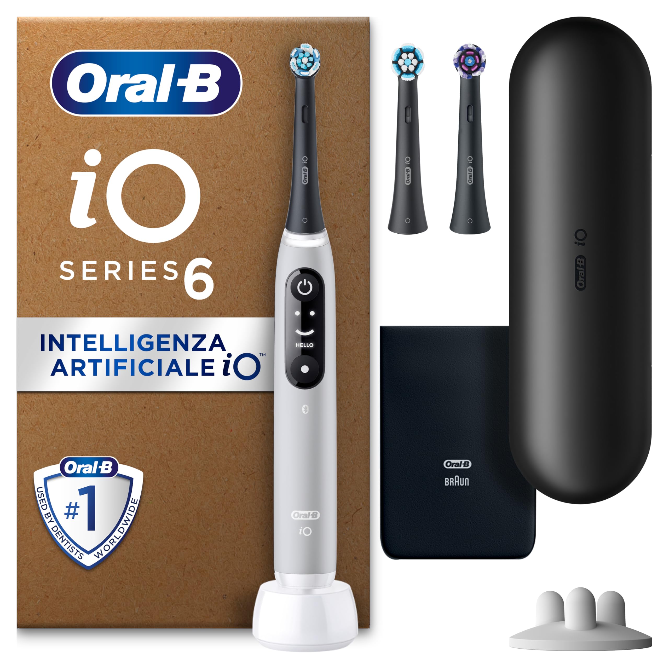 battiti elettrici ricaricabili io 6 grey con 3 teste sostituibili