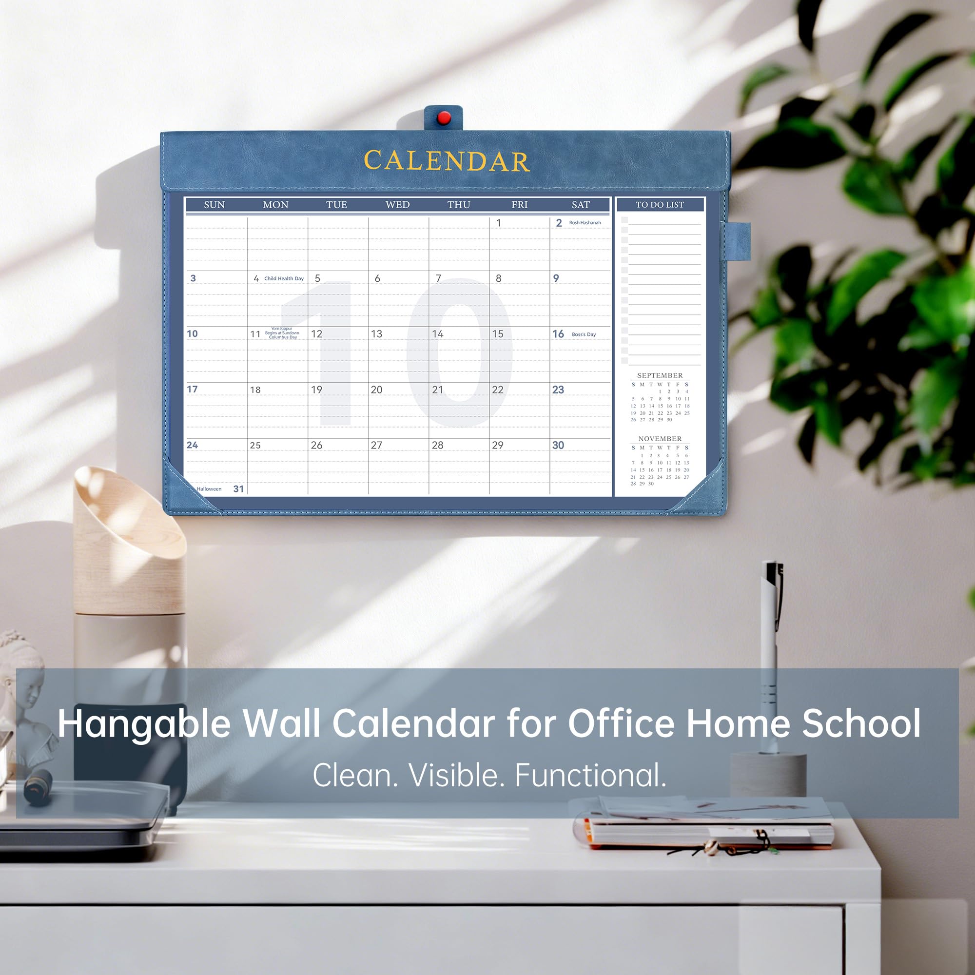 Yoment Schreibtischkalender 2025–2026, großer Schreibtischkalender mit To-Do-Listen, 24 Monate, Leder-Schreibtischunterlage, Wandkalender mit PVC-Einband, für Arbeit, Büro, Schule, Zuhause, Damen