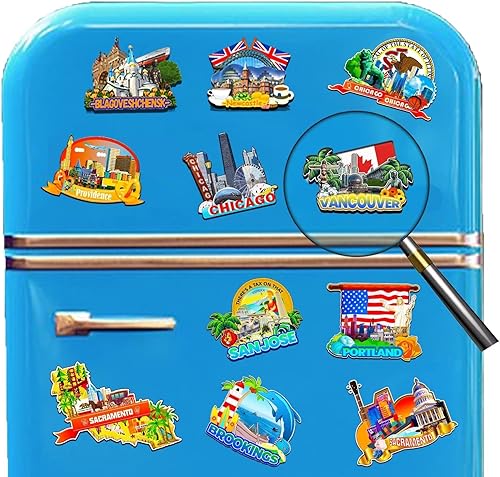 Miniatura 4 de Vancouver Canadá imán de nevera de madera 3D monumentos de viaje coleccionables recuerdos decoración hecha a mano -2160