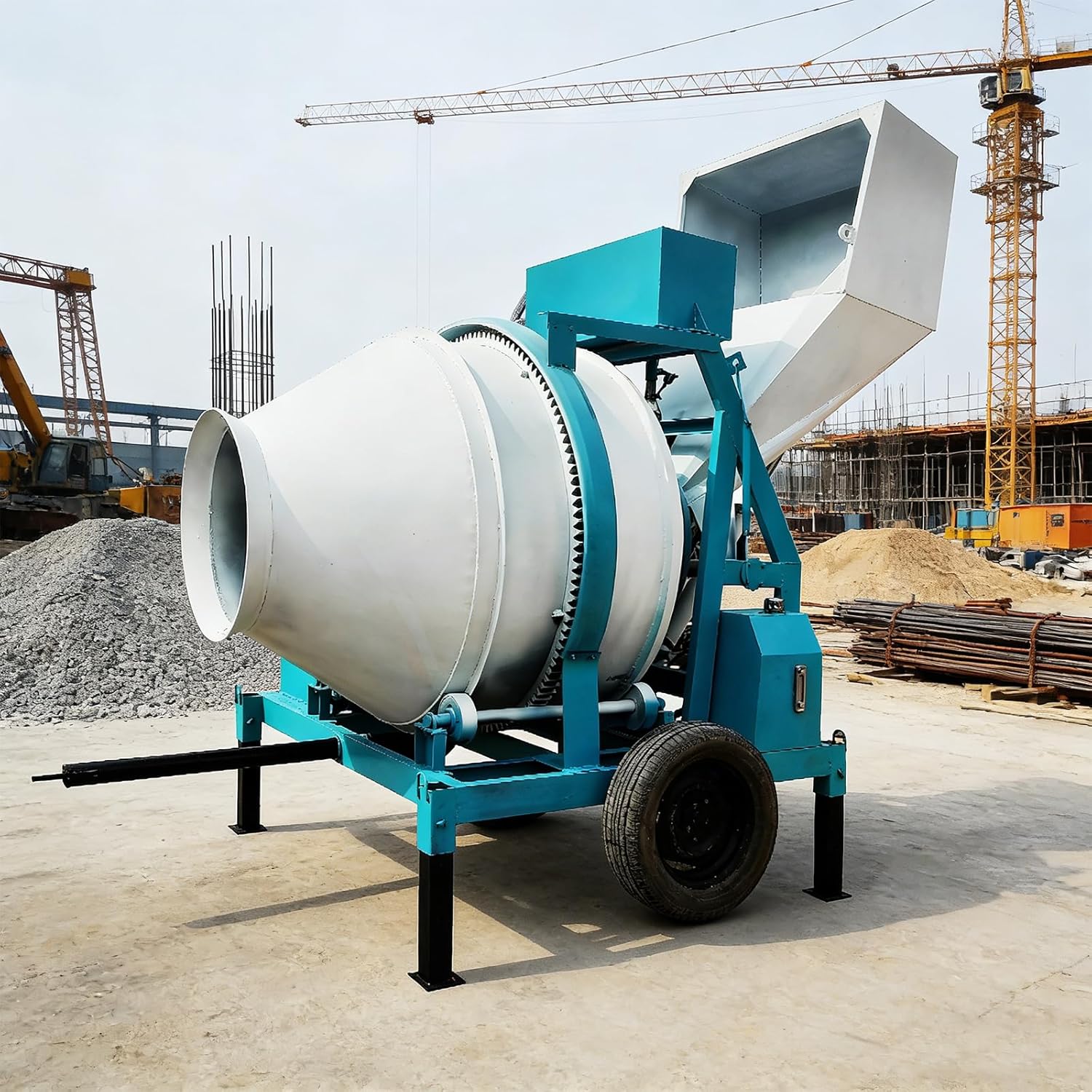 Small Electric Concrete Mixer Cement Mixer Machine – Portable Concrete Mixer for Construction & Home Use