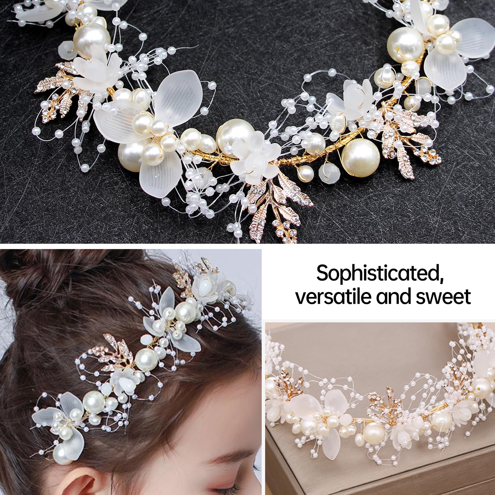 Ming 2 Pieces Communion Hair Band Accessories and Bracelet for