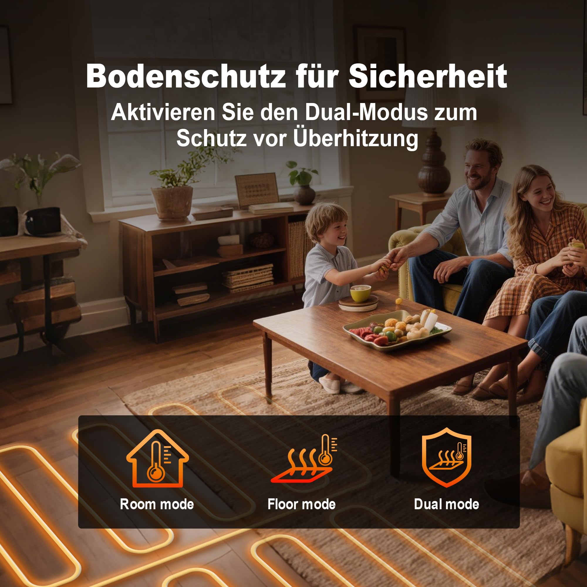 WLAN-Thermostat für elektrische Fußbodenheizung: Kompatibel mit Heizmatten und -kabeln, APP- und Sprachsteuerung (Alexa, Google Assistant), 240 V 16 A, Bodenschutzmodus, mit 100K NTC-Sensor