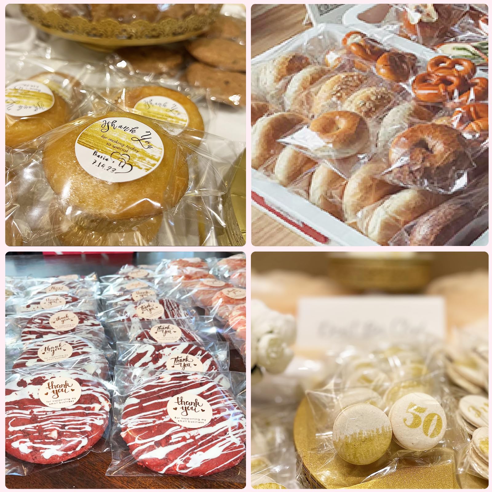 SUREHOME Bolsas de galletas, bolsas de celofán transparente de 5 x 6 pulgadas con sello autoadhesivo, 200 unidades, resellables, autoadhesivas, bolsa de celofán, recuerdos de fiesta, regalos de