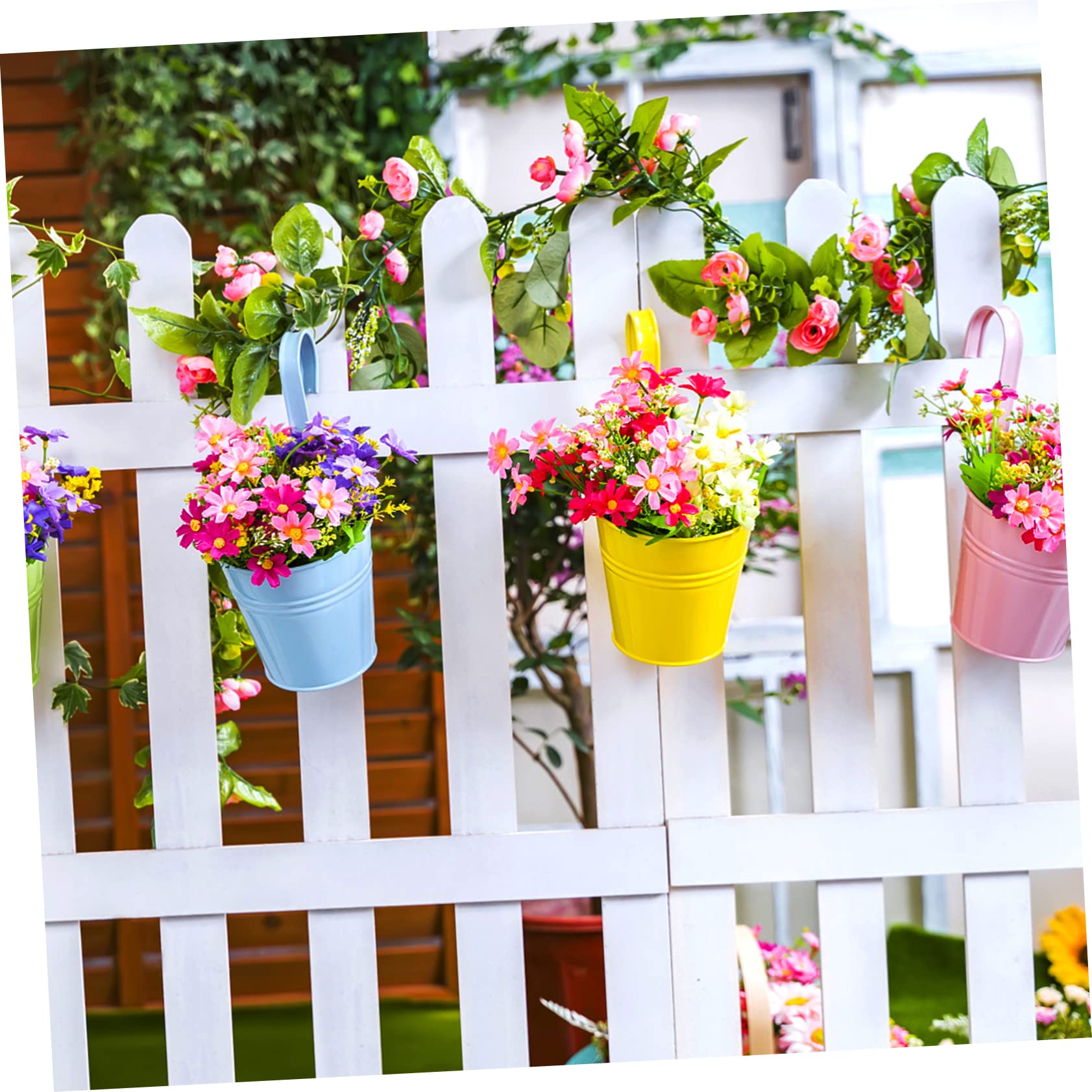 POPETPOP Porte-Fleurs Suspendu en Fer Rose 6 Pièces Décoratif