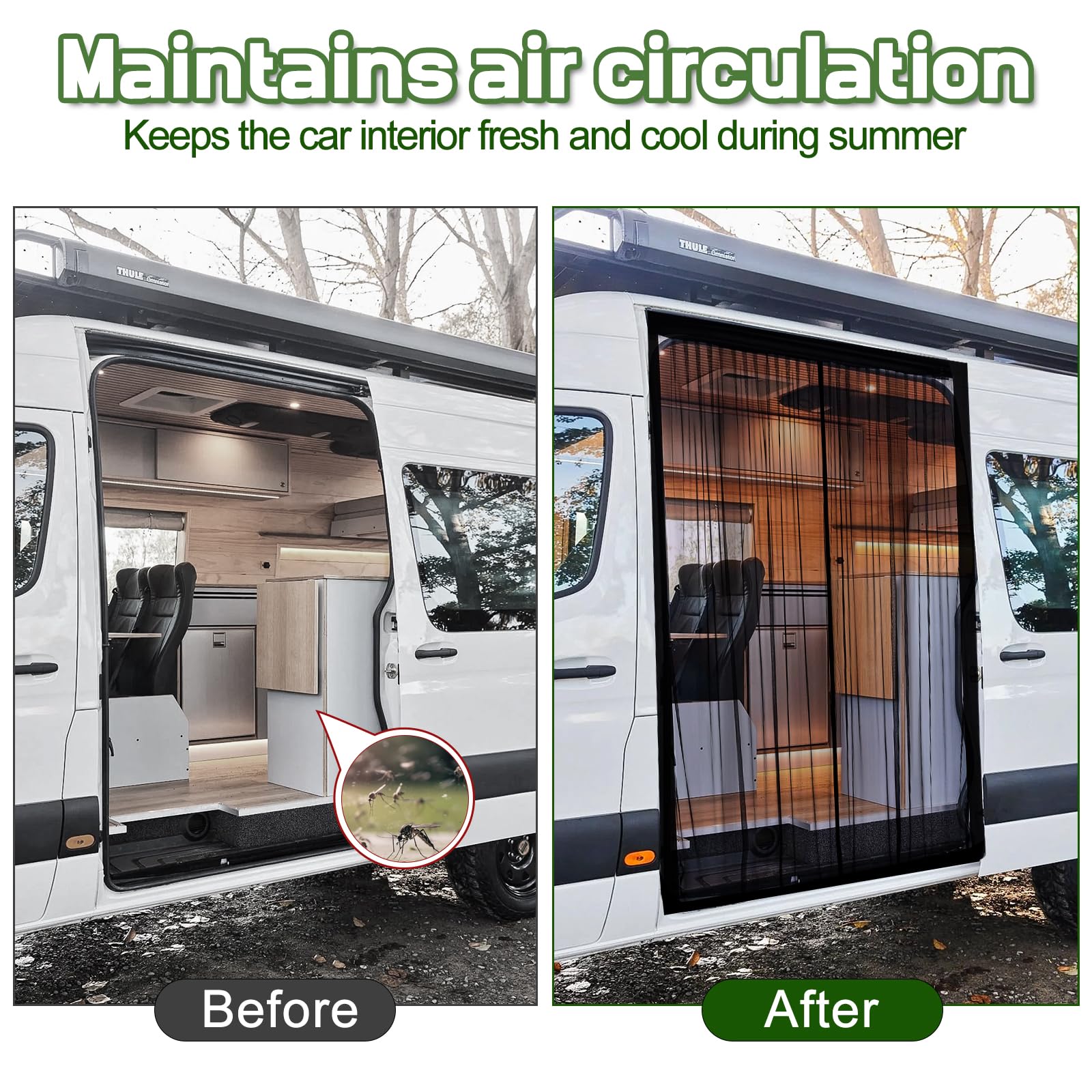 YGYQZ Magnetischer Van Insektenschutz, Universelles Moskitonetz, Magnetischer Mittelverschluss für Wohnmobile, Seiten/Hecktür Camping Belüftungsnetz, 210x150cm