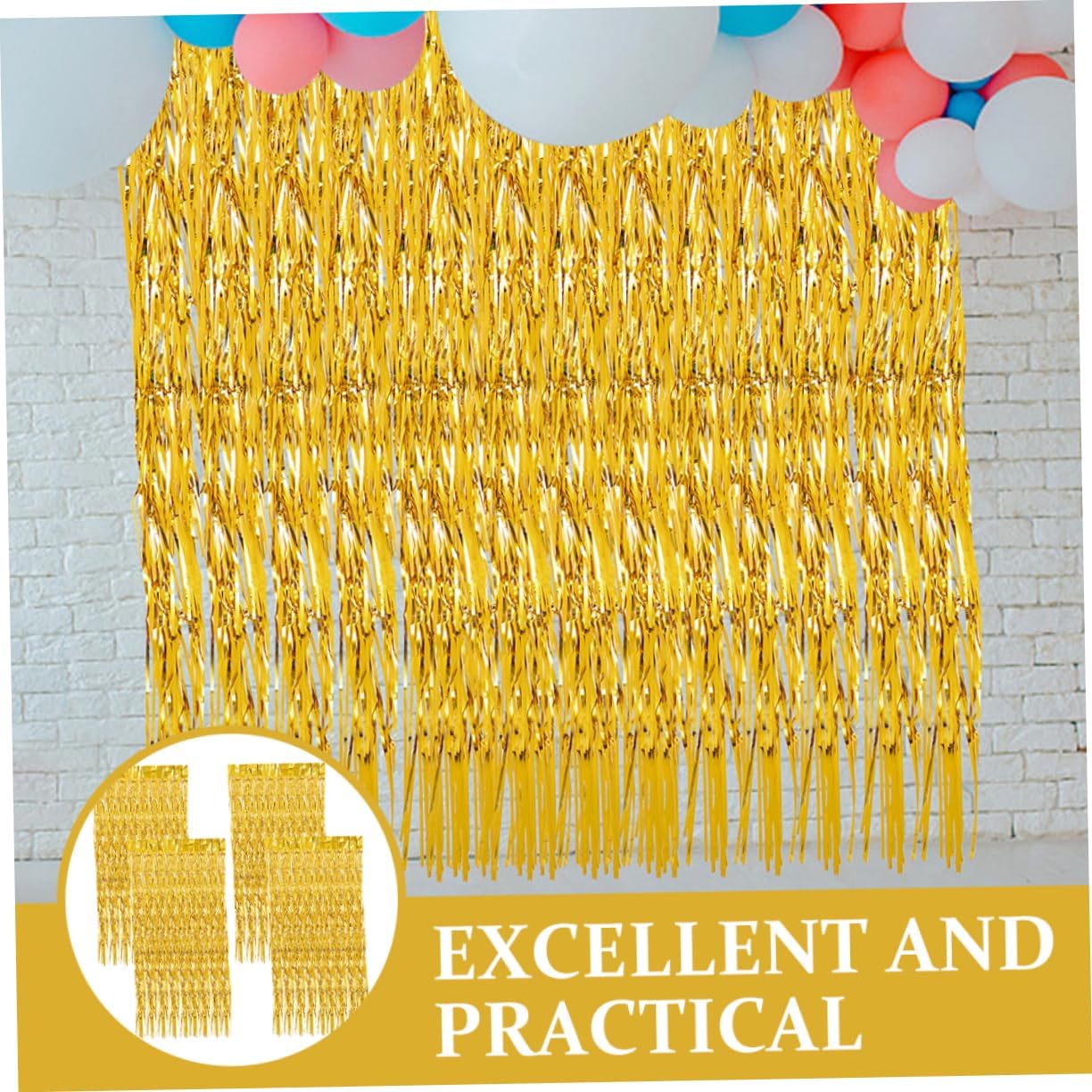 Ciieeo 4Pcs Tinsel Fringe Curtain Backdrop High Foil Party Decorations for Birthday Wedding Shower Photo Props Eye Catching Streamers for Unforgettable Celebrations