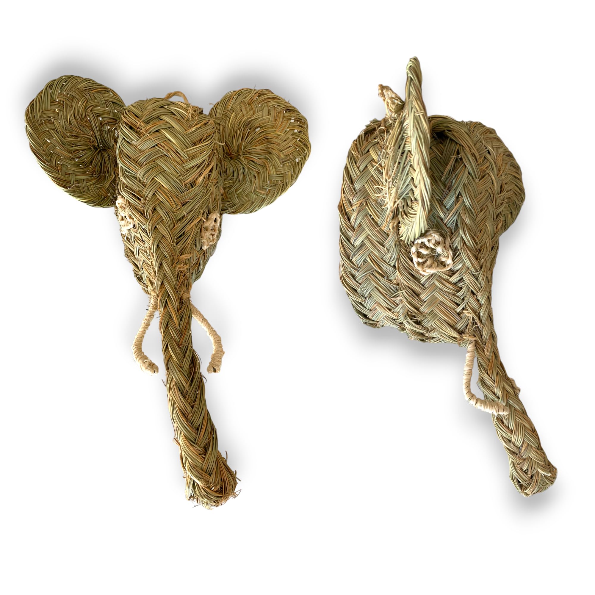 Figura Animal Decorativa de Esparto - Cabeza de Animal - Decoracion Pared hogar - Decoracion Hecho a Mano (Cabeza de Elefante)