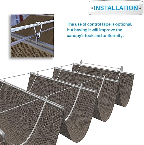 Miniatura 4 de Patio Tela de repuesto para toldo de pérgola de 3 pies de ancho x 12 pies de largo, tela retráctil con cable de alambre deslizante para cenador al