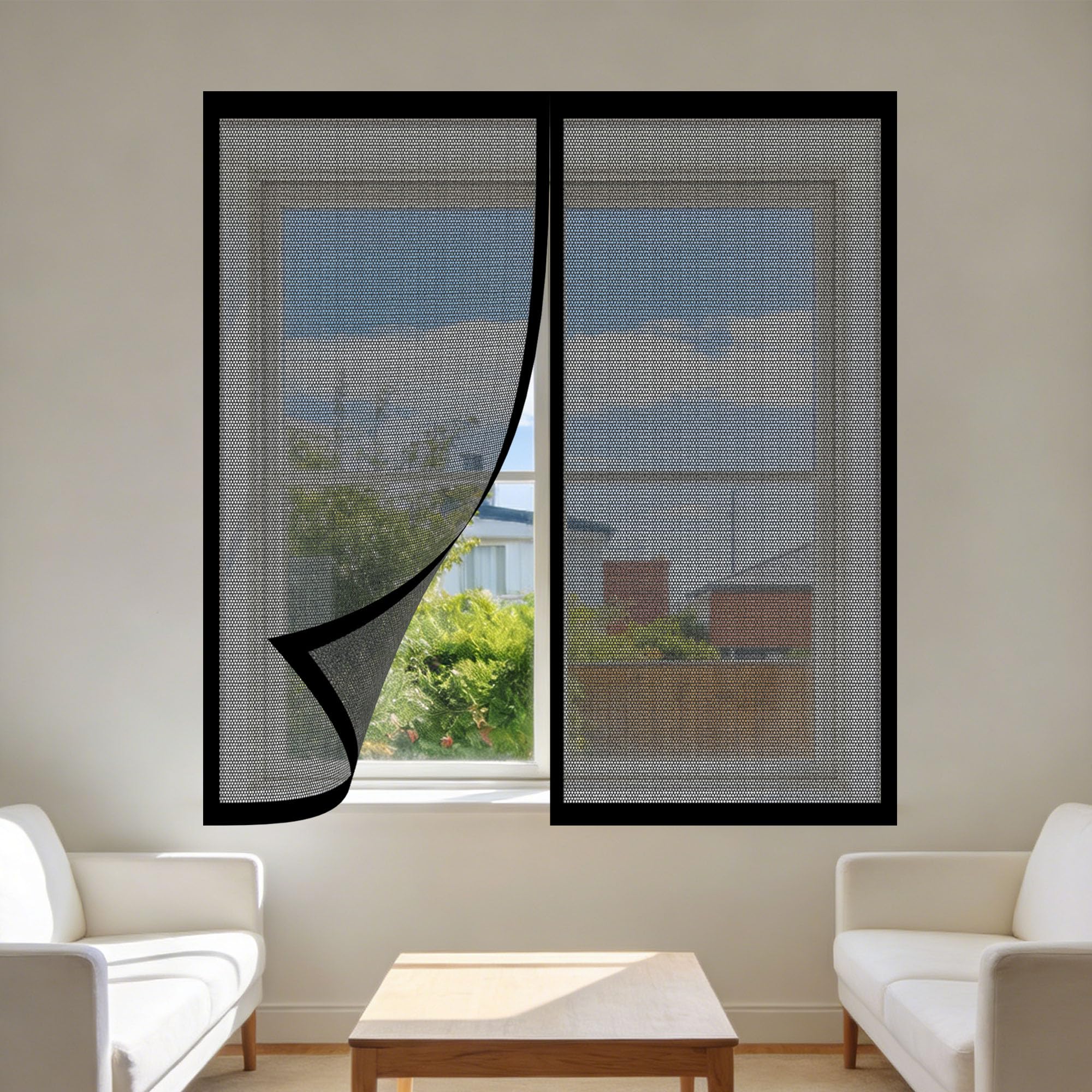 Moustiquaire magnétique 170x180 cm noire pour fenêtre amovible