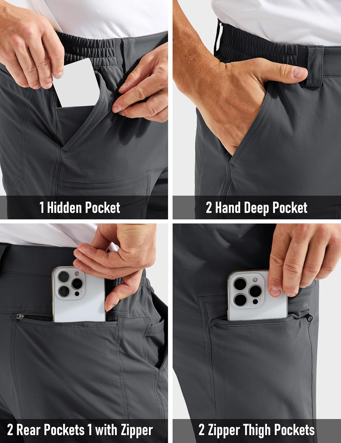 MAGCOMSEN Men's Hiking Pants Lightweight Quick Dry 7 Pockets Travel Pants for Men Water Resistant Ripstop Work Fishing - Image 5