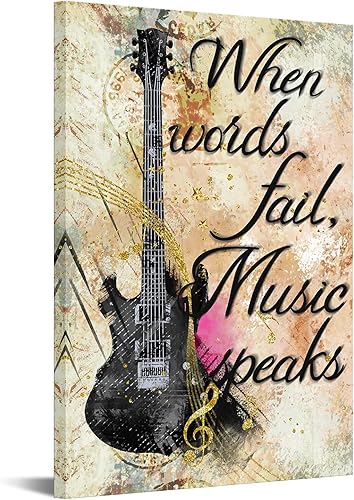 Miniatura 1 de SkenoArt Lienzo musical para pared, cuadro abstracto de guitarra con frases, póster de notas musicales, pintura para el hogar, sala de estar,