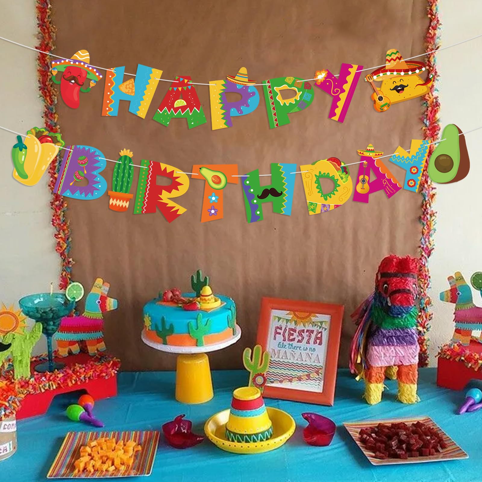 Hooqict Happy Birthday Mexican Banner - Fiesta Party Decor With Ribbon - View #9