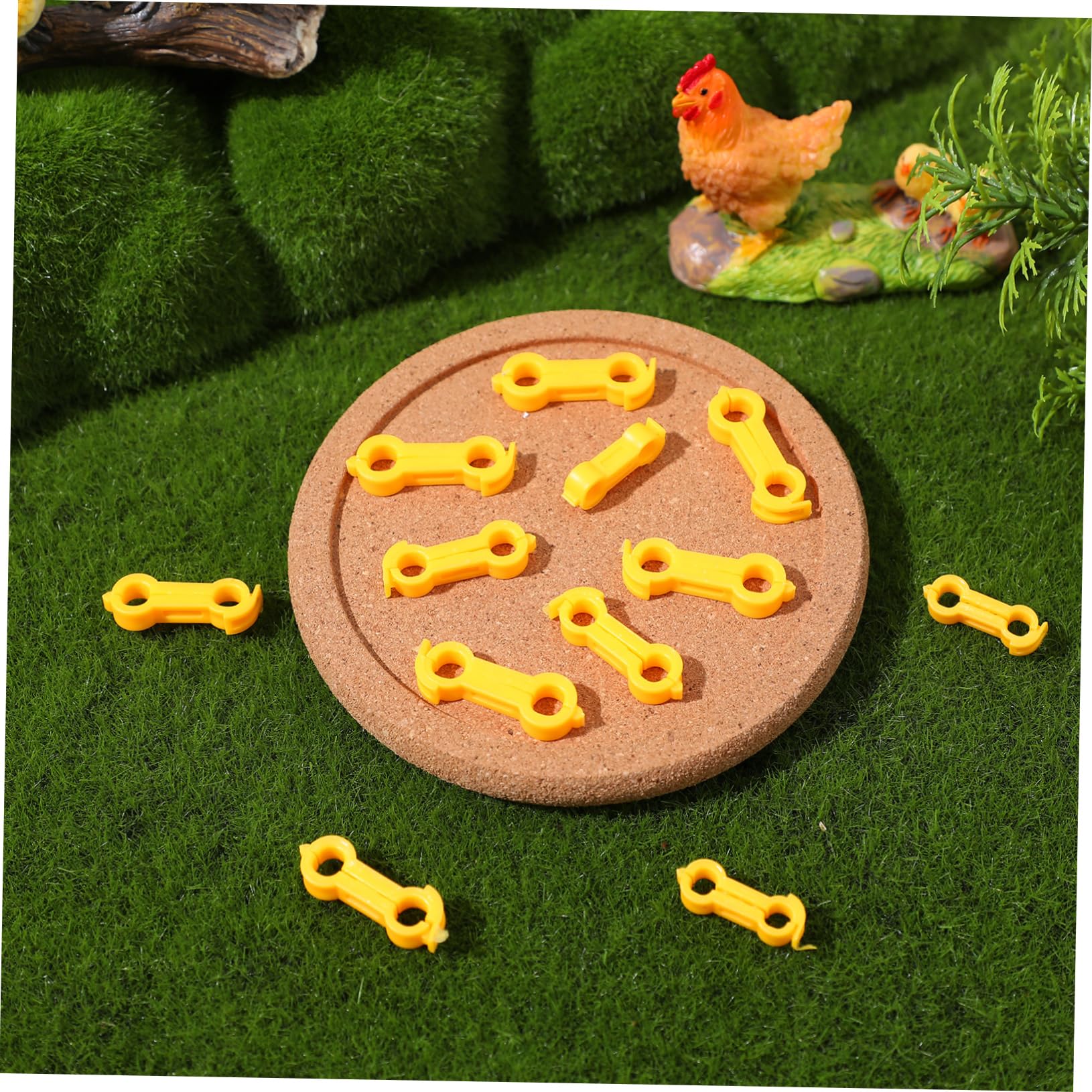 SOIMISS Corrector de Patas para Pollitos y Pájaros, Anillas de PVC Amarillas, 12 Piezas, Fácil Colocación y Sujeción Segura para Patas Abiertas